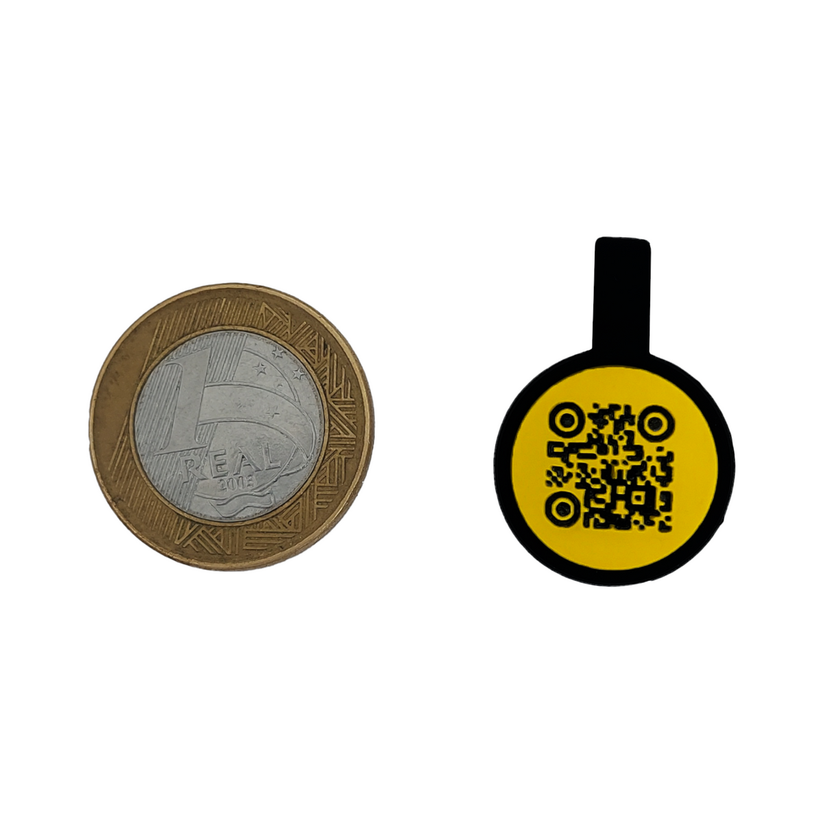 Mini Tag circular identificadora QR Code personalizável